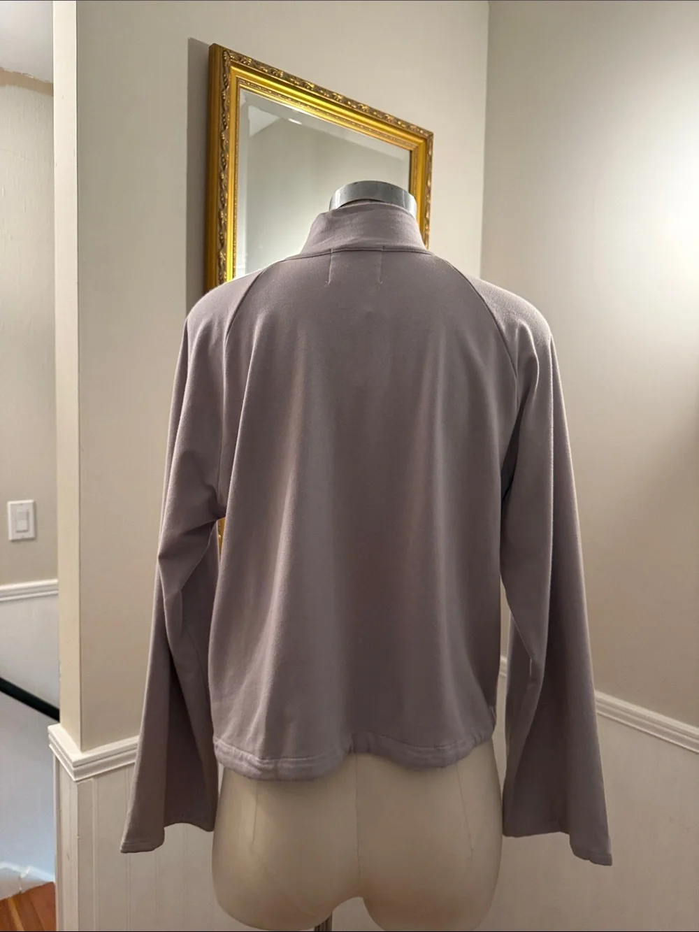 Monrow Lavender Crewneck Zip Jacket  Medium NWT